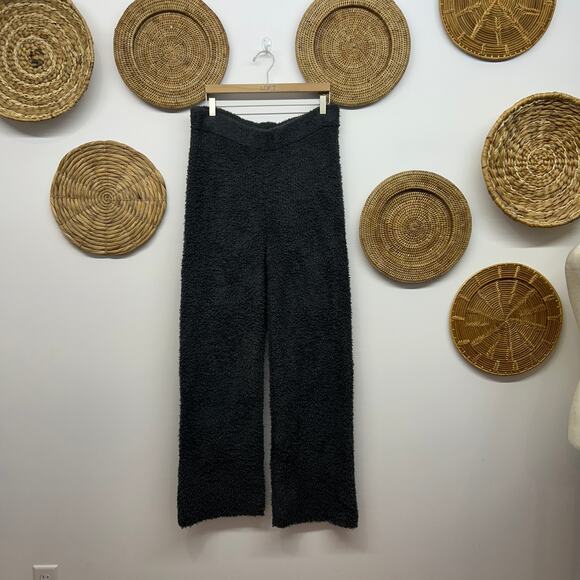 Aerie Gray Cozy Fuzzy Fleece Wide Straight Leg Sweats Pants XL Loungewear Warm - Picture 1 of 5